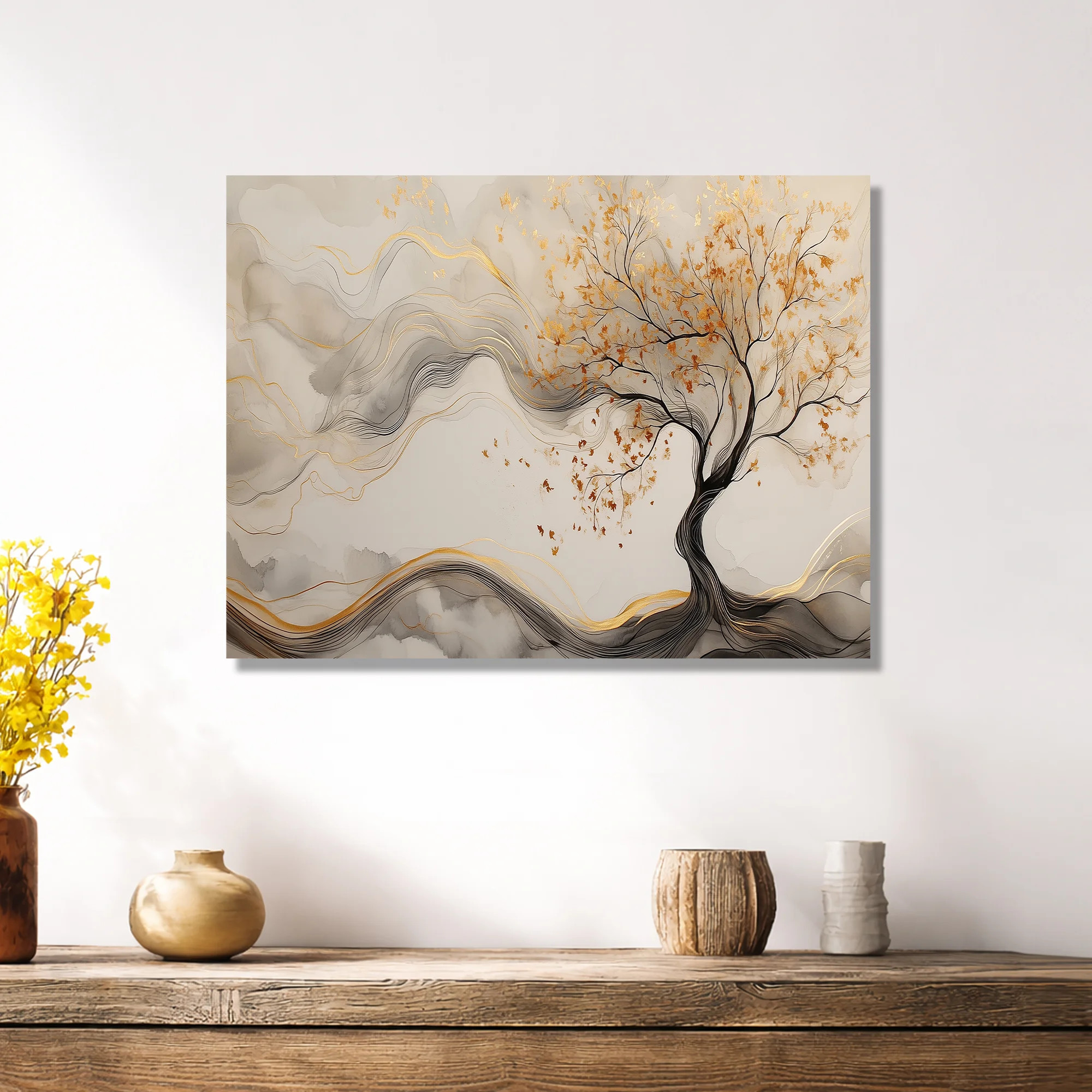 Fall Metal Prints - Autumn Maple in Motion, Brown Cherry Blossom Wall Decor | Wayfair North America