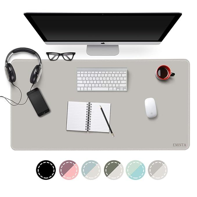 EMINTA Dual Sided Office Desk Pad, New Upgrade Sewing Waterproof PU Leather Large Mouse Mat Desk ... | Amazon (US)