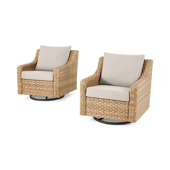 Better Homes & Gardens River Oaks Outdoor Swivel Gliders with Patio Covers, Set of 2, Natural | Walmart (US)