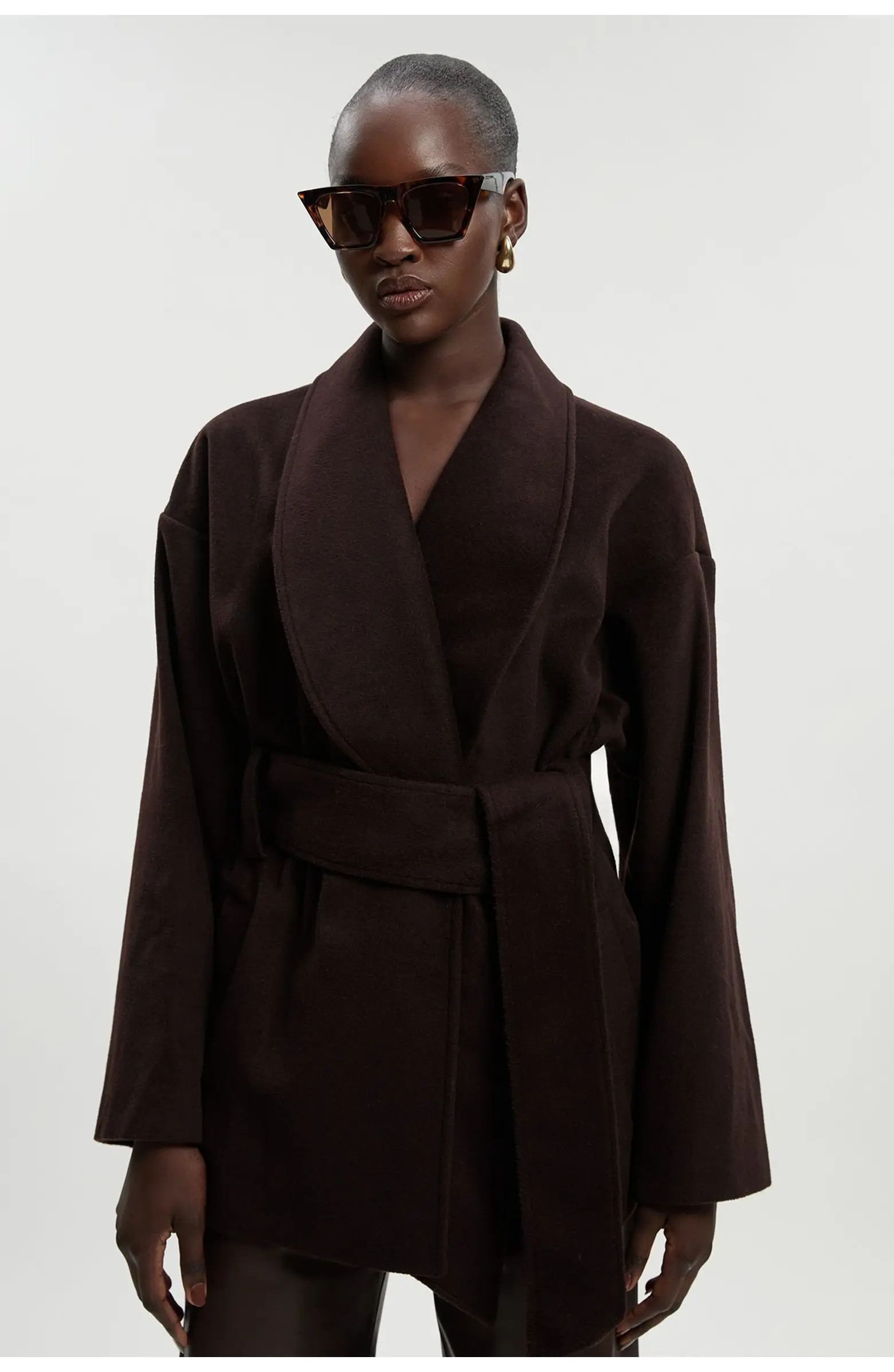 Karen Millen Brushed Wool Wrap Short Coat | Nordstrom | Nordstrom