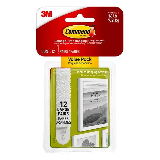 Command Large White Picture Hanging Strips, 12 Pairs - Walmart.com | Walmart (US)