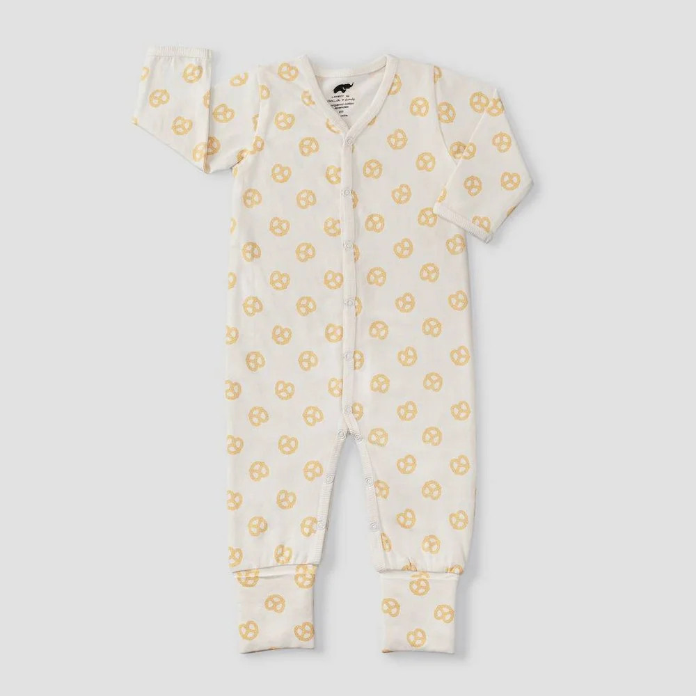 Layette by Monica + Andy Baby Pretzel Pajama Romper - Yellow 3-6M | Walmart (US)