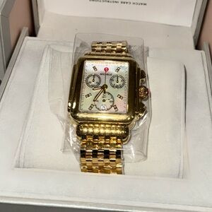 NEW Gold Michele Watch w/ Mother of Pearl - Deco Chronograph 18K Gold-Plated | Poshmark