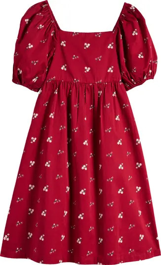 Kids' Puff Sleeve Bow Back Cotton Dress | Nordstrom