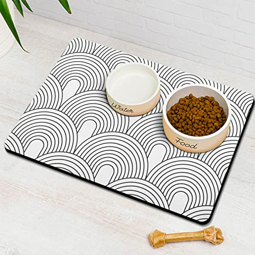 Dog Food Mats for Floors Absorbent, Pet Cat Food Mat - Quick Dry Dog Bowl Mats for Food and Water, Eco-Friendly Boho Pet Supplies 12" x 20" | Amazon (US)