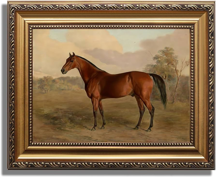 KBKBART Gold Framed Vintage Wall Art, Vintage Horse Painting Farmhouse Decor, Rustic Antique Eque... | Amazon (US)