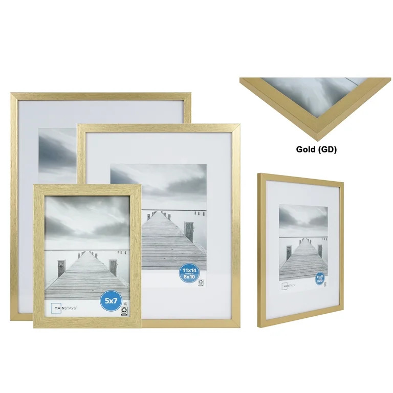 Mainstays – 5x7 Picture Frame – Gold Linear Program Tabletop Photo Frame | Walmart (US)