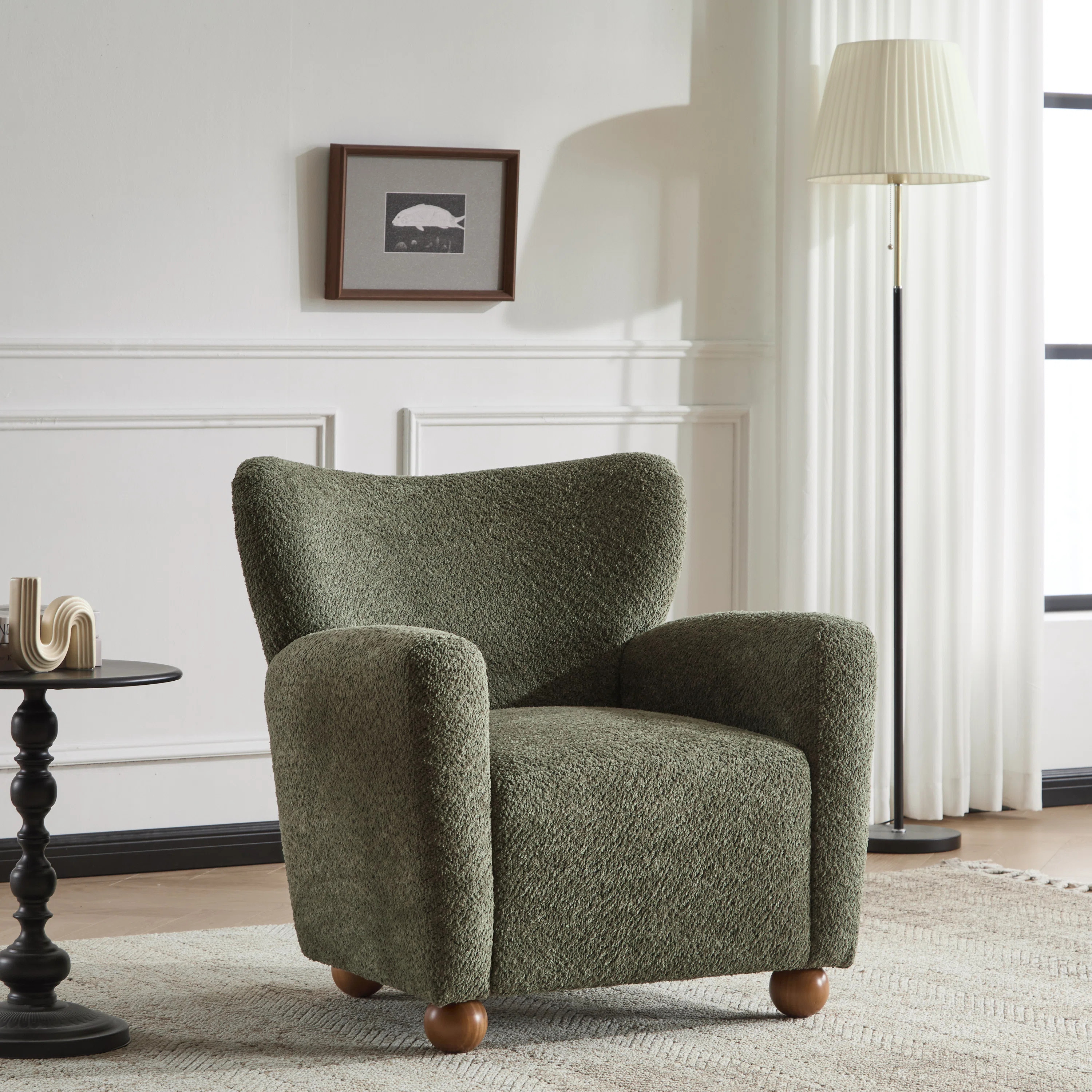 Alonzo Upholstered Club Chair with Round Wooden Legs | Wayfair North America