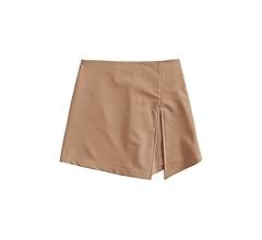 WDIRARA Women's Contrast Binding Knot Side Mid Waist Asymmetrical Skirt Shorts | Amazon (US)