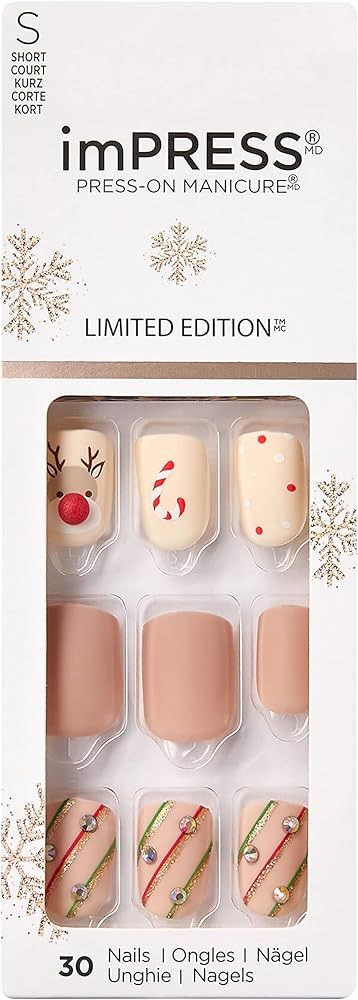KISS imPRESS Limited Edition Holiday Press-On Manicure with PureFit Technology, Short Square Press-O | Amazon (US)