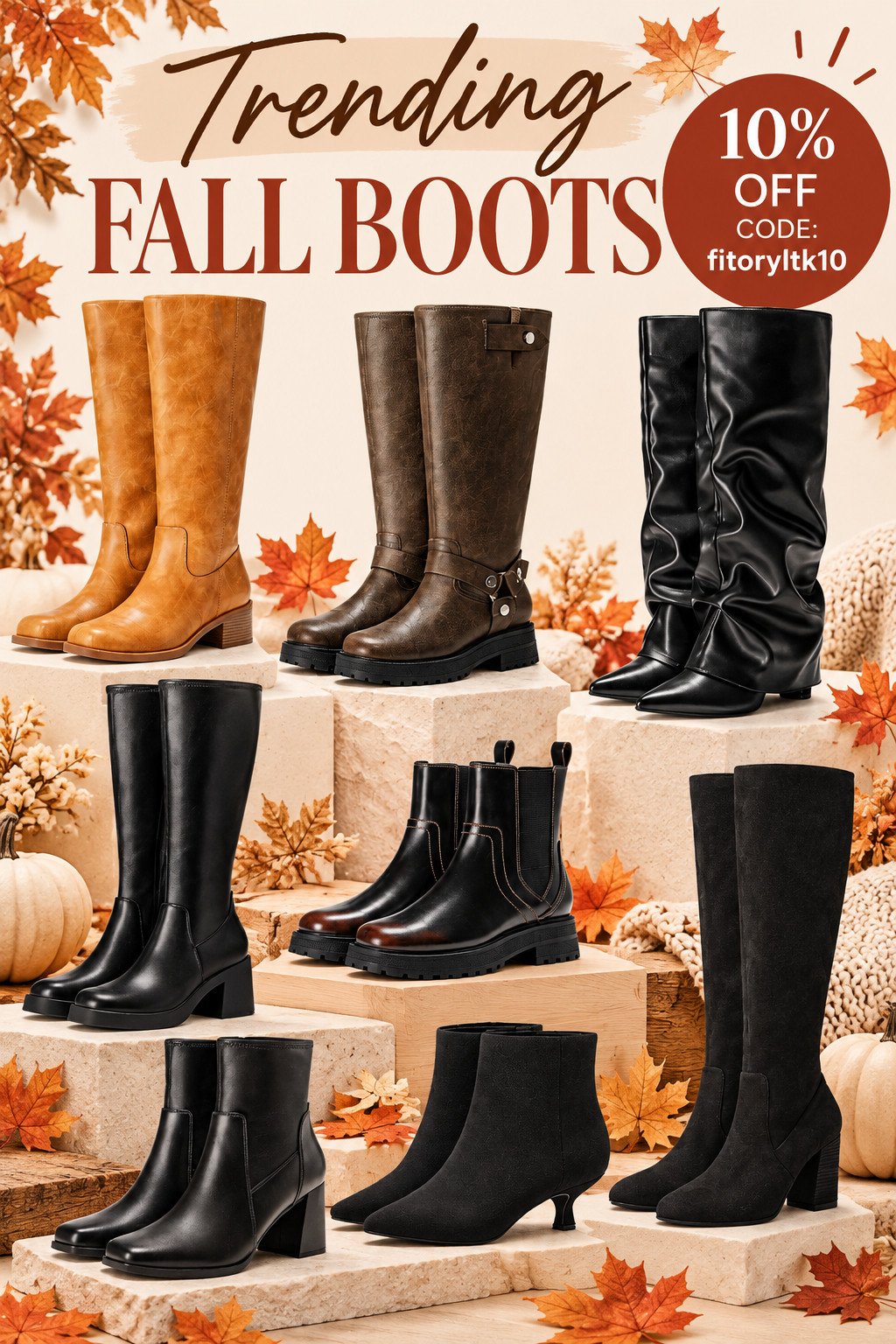 Trending Fall Boots | Knee-High & Ankle Boot Styles 🍂🤎
Boot season is here! From classic knee-high boots and chunky Chelsea boots to sleek ankle booties and suede styles, these trending fall boots are perfect for refreshing your autumn wardrobe. Pair them with sweater dresses, mini skirts, jeans or cozy oversized sweaters. Shop your favorite styles and use code fitoryltk10 for 10% off! Save this fall boot inspiration for later. 🤎
#affiliate #FallBoots #TrendingBoots #FallBootTrends #KneeHighBoots #AnkleBoots #ChelseaBoots #BrownBoots #BlackBoots #SuedeBoots #TallBoots #FallShoes #BootsOutfit #BootSeason #FallFashion #FallOutfit #AutumnStyle #FallWardrobe #SweaterDressOutfit #FallAccessories #FashionOver40 #Over40Style #WomensFashion