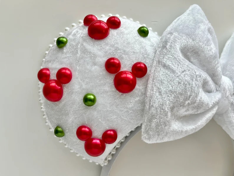 Christmas Pearl Velvet Inspired Mouse Ears Mickey Ears Headband - Etsy | Etsy (US)