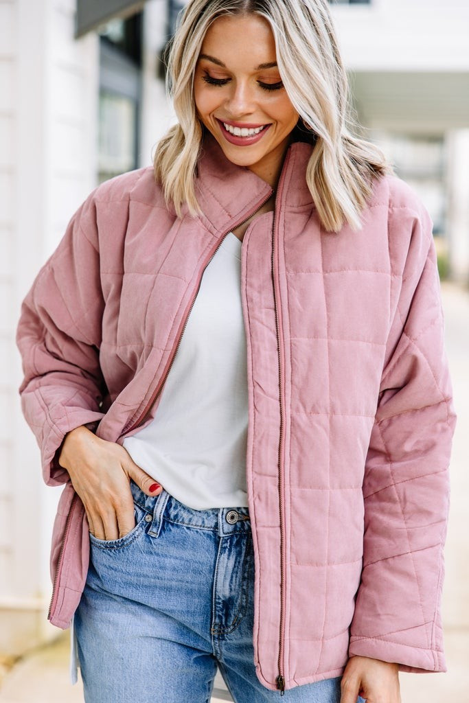 Think For Yourself Mauve Pink Quilted Jacket | The Mint Julep Boutique