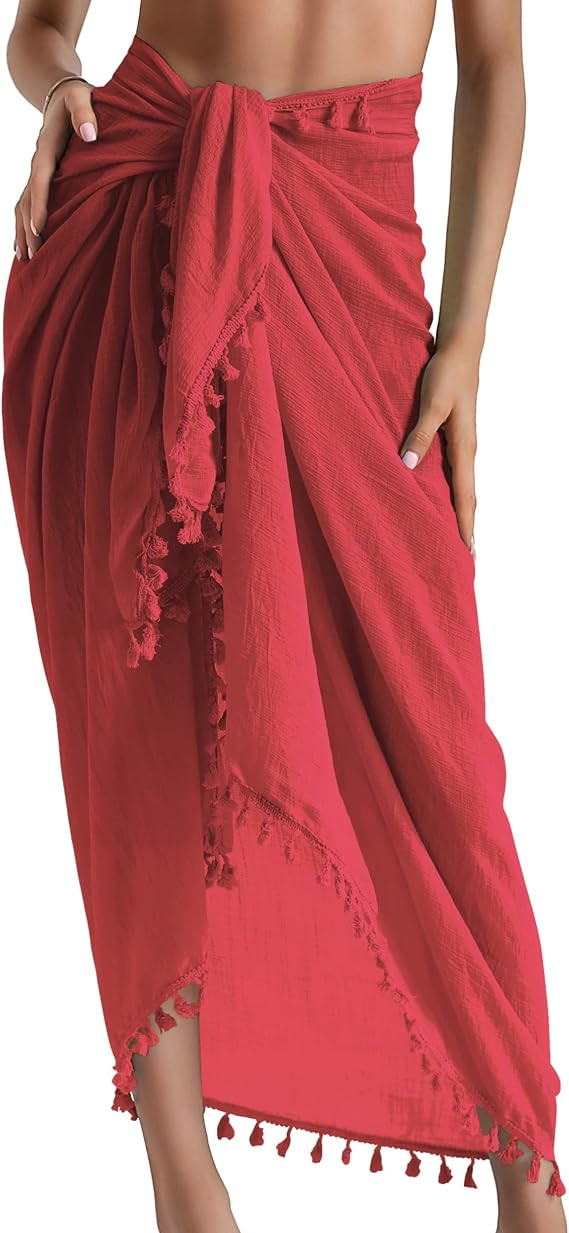 Eicolorte Sarong Cover Up Womens Beach Cover Up Bikini Bathing Suit Swimsuit Scarf Swimwear Cover... | Amazon (CA)