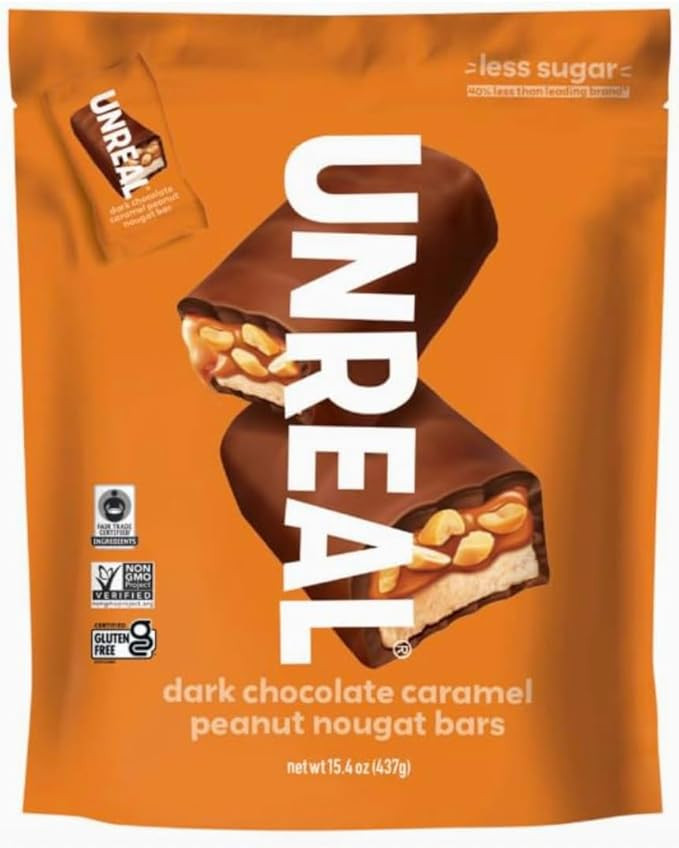 UNREAL Dark Chocolate Caramel Peanut Nougat Bars – 15.4 oz (437g) Bag – Gluten-Free, Non-GMO,... | Amazon (US)