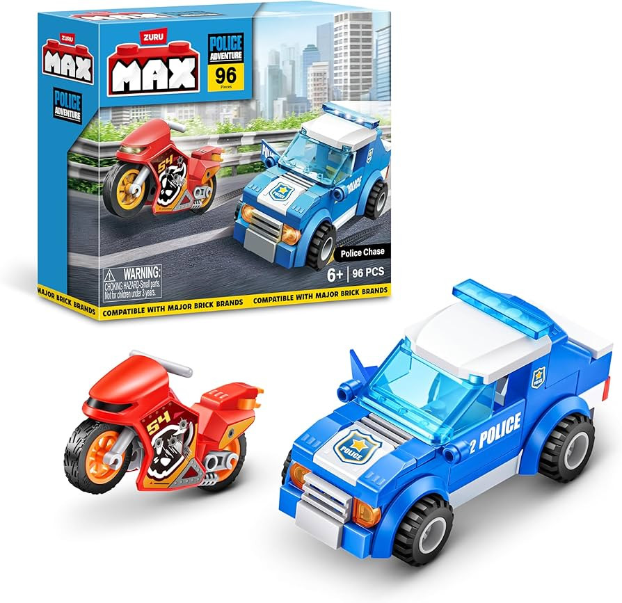 MAX Adventure Police Chase Playset (96 Pieces) Building Bricks Toys for Kids 5+ Create Vehicles a... | Amazon (US)