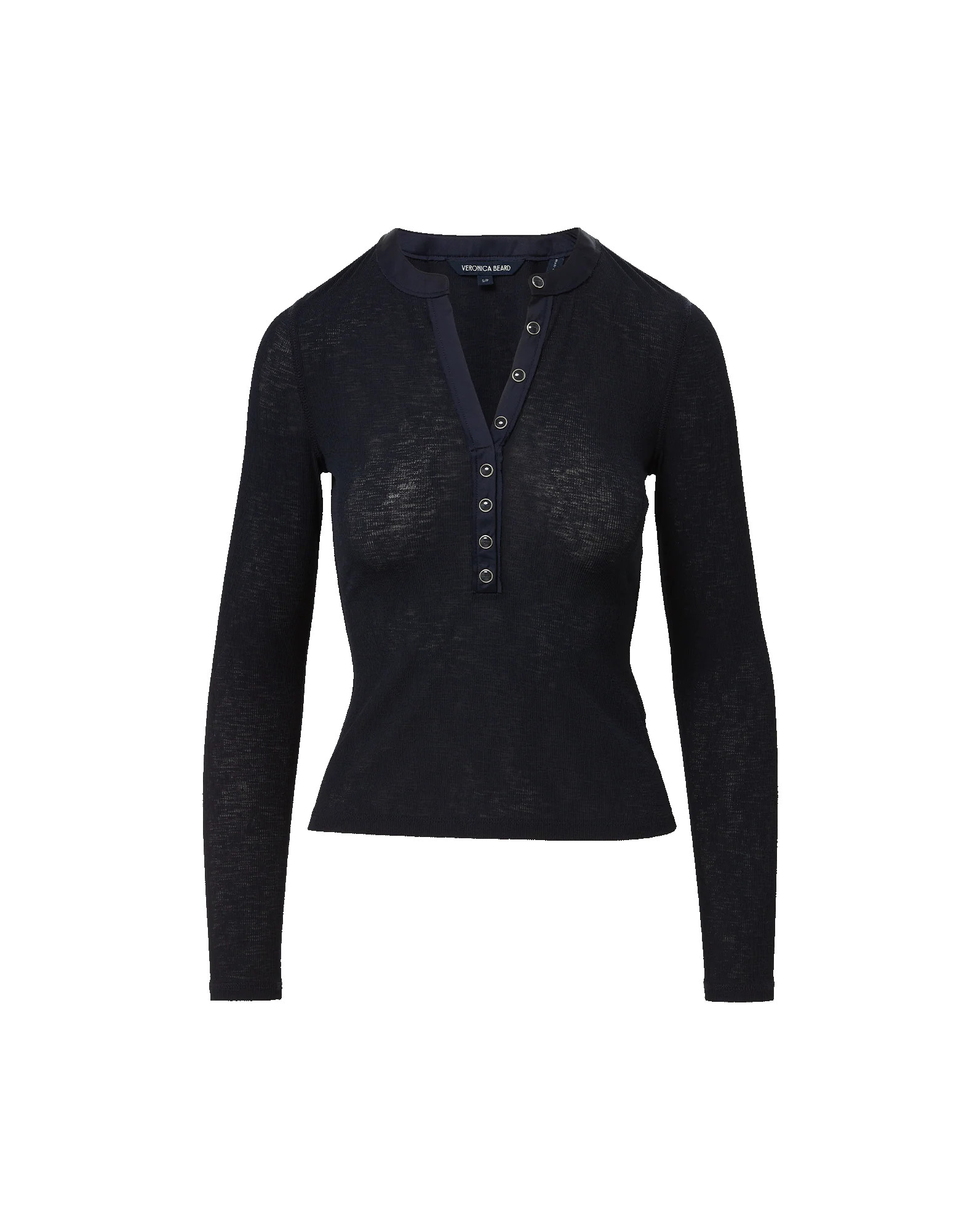 Drexler Ribbed Henley Top in Navy | Veronica Beard | Veronica Beard