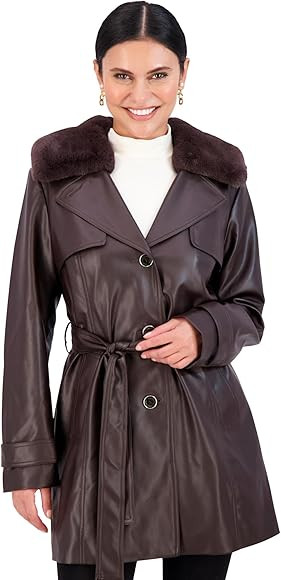 Vince Camuto Faux Leather Jackets for Women Winter, Leather Trench Coats For Women | Amazon (US)