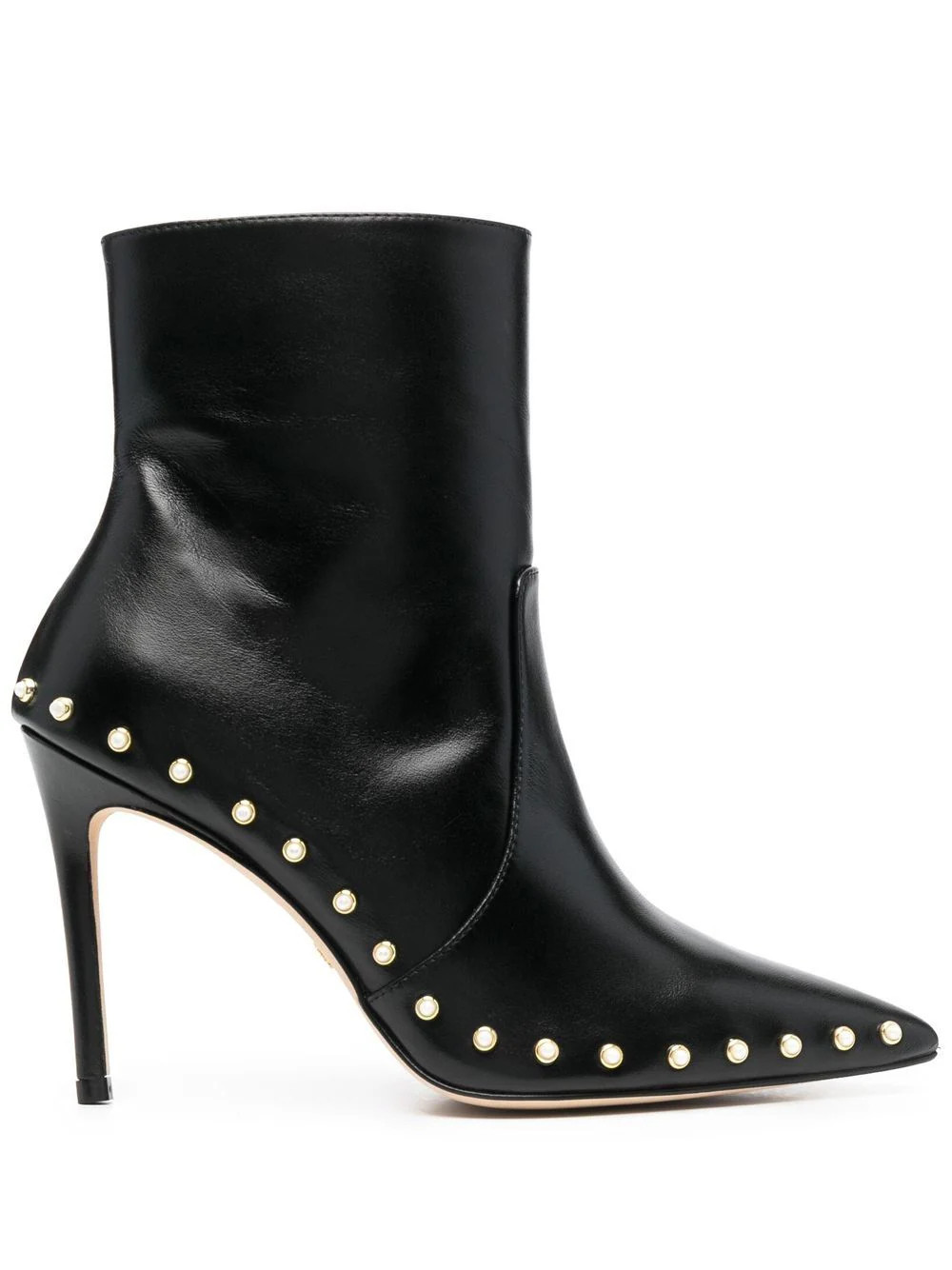 Stuart Weitzman pearl-detail 110mm leather boots - Black | Farfetch Global