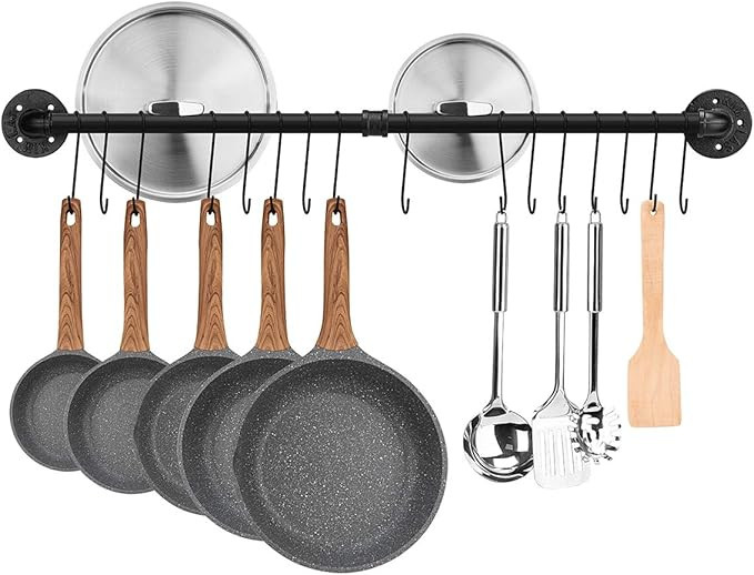 Toplife 39.4 inch Pot Rack, Kitchen Wall Mounted Detachable Pan Lid Utensils Organizer Hanging Ra... | Amazon (US)