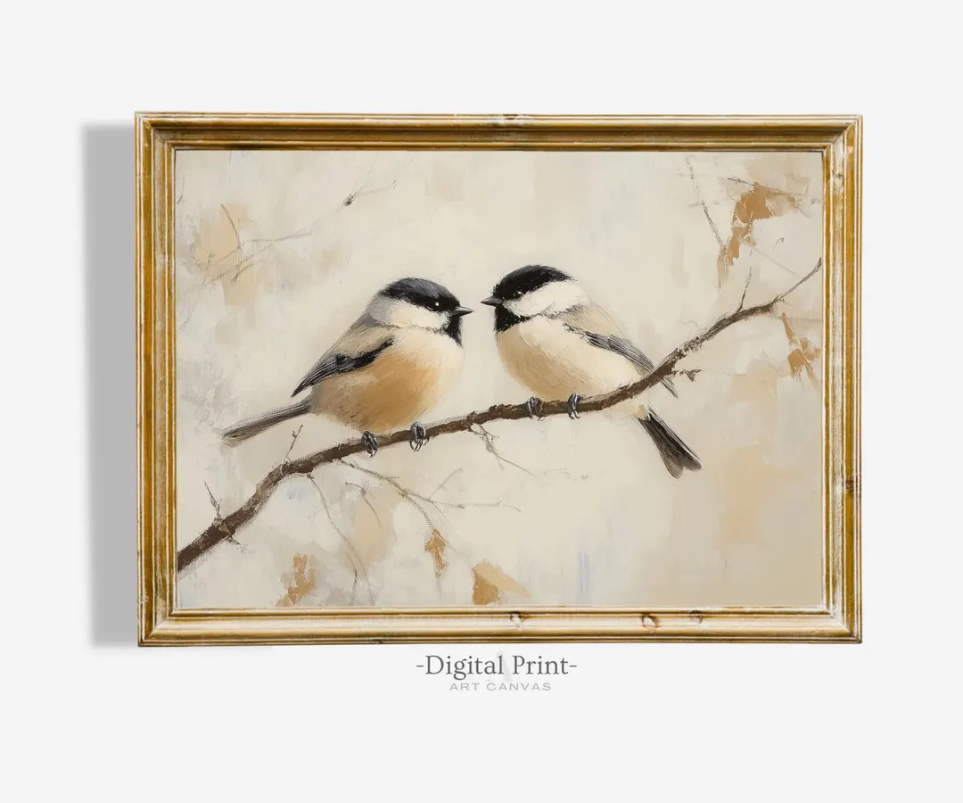Vintage Bird Painting | Farmhouse Neutral Wall Art (digital Download) - Etsy | Etsy (US)