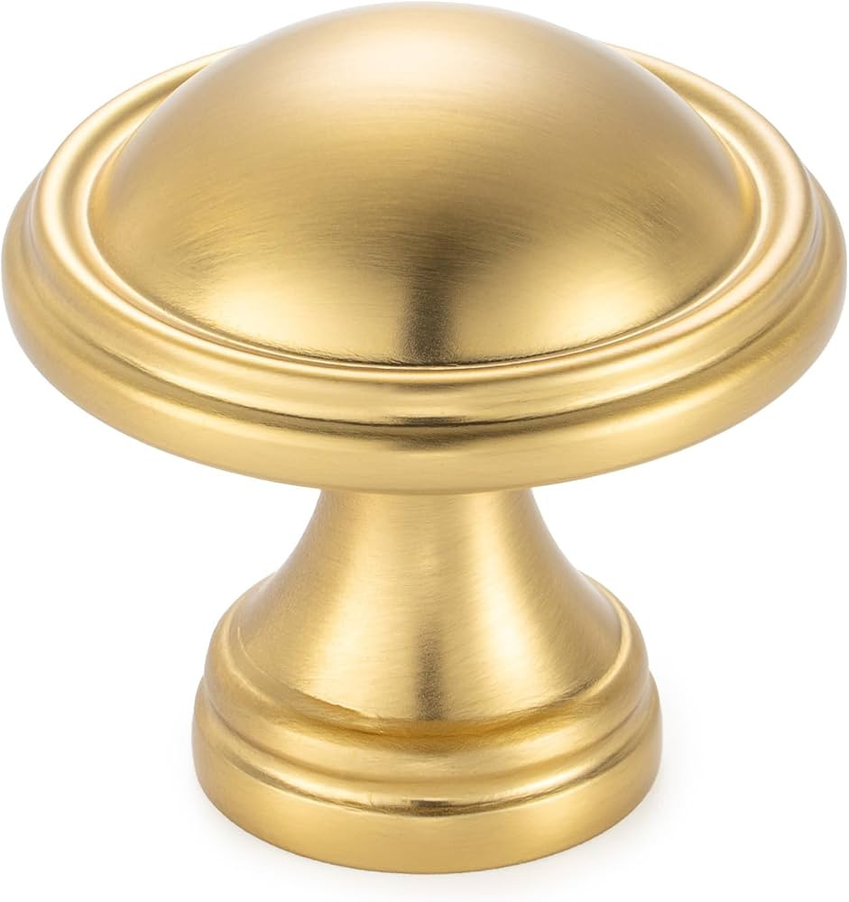 KOOFIZO 10 Pack Dia.1-1/4 Inch Brushed Gold Kitchen Cabinet Knobs Gold Cabinet Knobs Gold Cabinet... | Amazon (US)