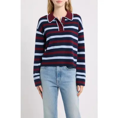 Rails Delora Stripe Polo Sweater in Tawny Navy Stripe at Nordstrom, Size X-Small | Nordstrom