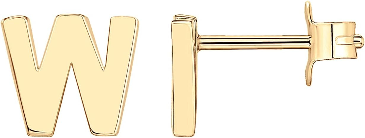 PAVOI 14K Gold Plated Sterling Silver Alphabet Letter Earrings | Personalized Initial Earrings | Amazon (US)