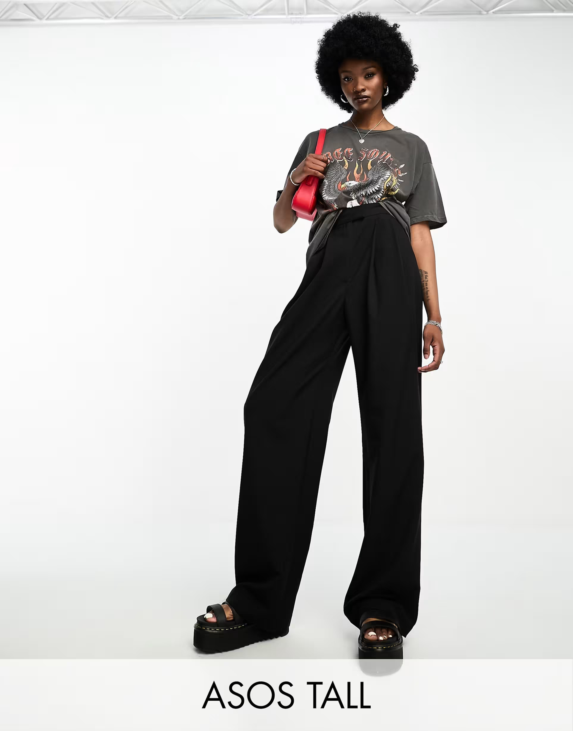 ASOS DESIGN Tall tailored wide leg pants with pleat detail in black | ASOS (Global)