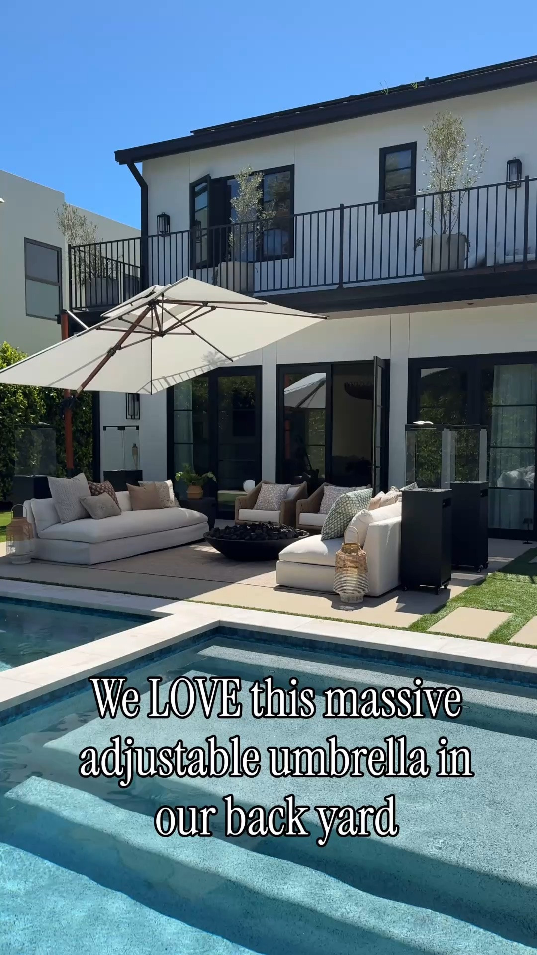 We love this massive adjustable umbrella in our home. It is very high-quality and has held up for well over a year and looks brand new. We also put it in an iron base that we filled with rocks so it’s super sturdy even in a really big wind storm. ￼

#LTKHome