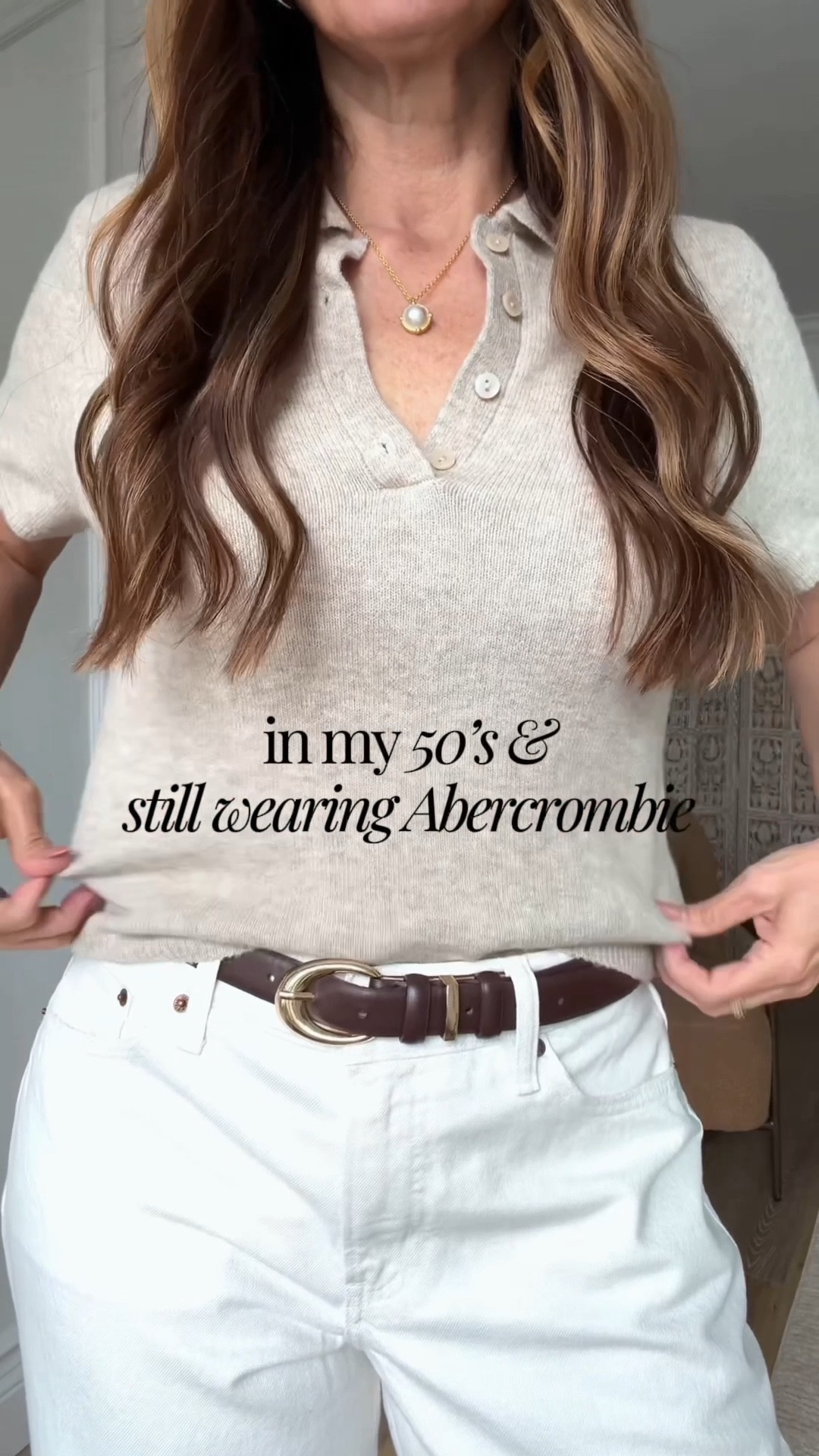 In my 50’s, and Abercrombie still ranks way  up there on my list. Don’t miss the SALE (25% off exclusively in thE LTK app) for the next three days only!

Sizing:
Sweater-medium
Off-white jeans-28, run TTS
Black top-medium
Olive Jeans-in 28, size down if in between 

casual outfit | elevated casual |  

@abercrombie #abercrombiepartner