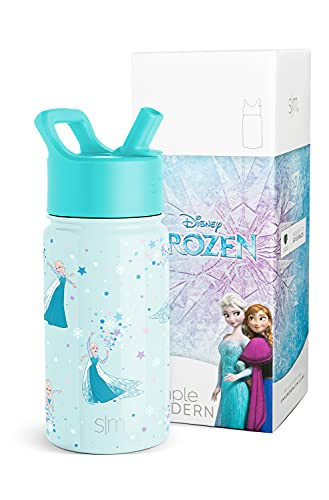 Simple Modern Kids Summit Water Bottle with Straw Lid| Disney Frozen Elsa 14oz Stainless Steel Cup Insulated Tumbler for Girls, School | Frozen Elsa's Snowflake | Amazon (US)
