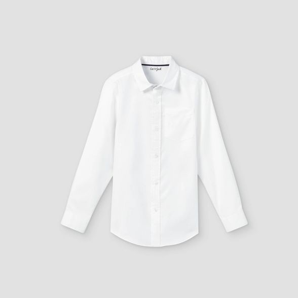 Boys' Button-Down Stretch Oxford Long Sleeve Shirt - Cat & Jack™ White | Target