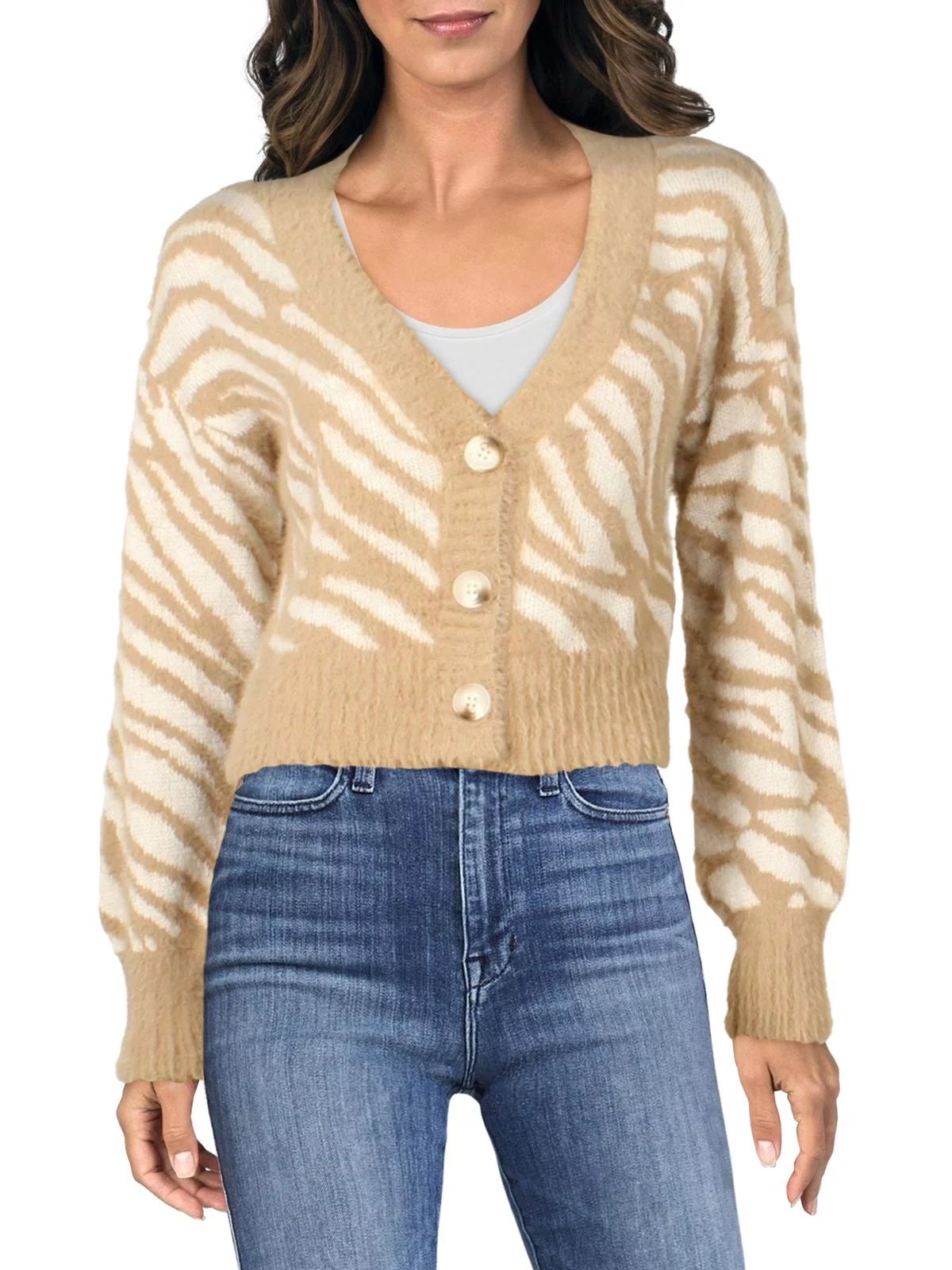 Dreamers by Debut Womens Crop Button Front Cardigan Sweater Brown S - Walmart.com | Walmart (US)