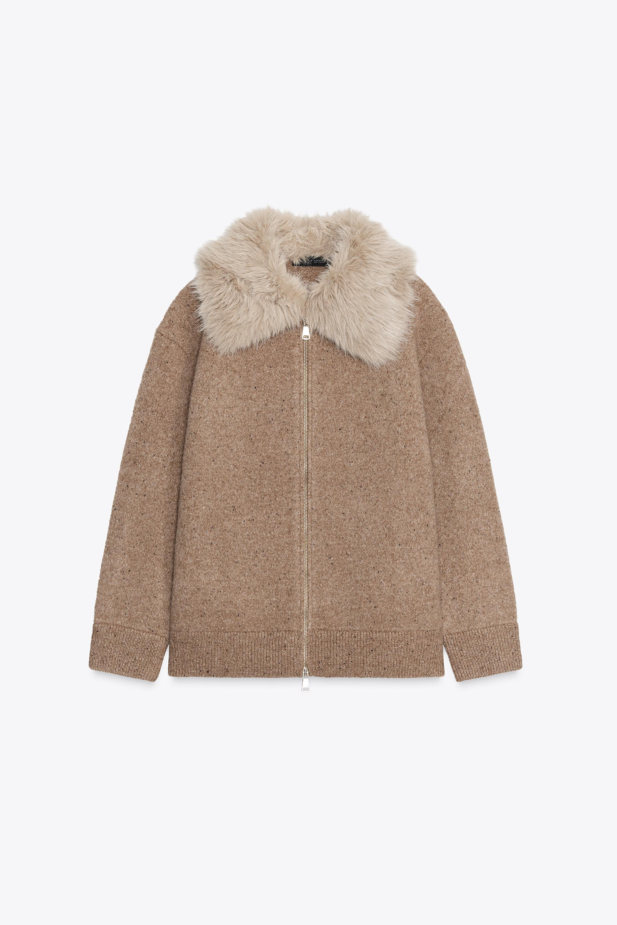 100% WOOL FAUX FUR LAPEL JACKET | Zara US