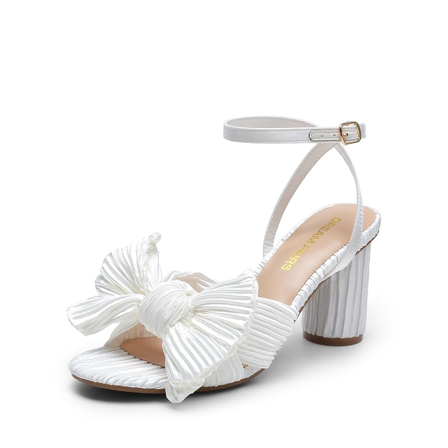 DREAM PAIRS Women's Bow Knot Heeled Sandals Low Chunky Heels Open Toe Ankle Strap Slingback Dress... | Amazon (US)