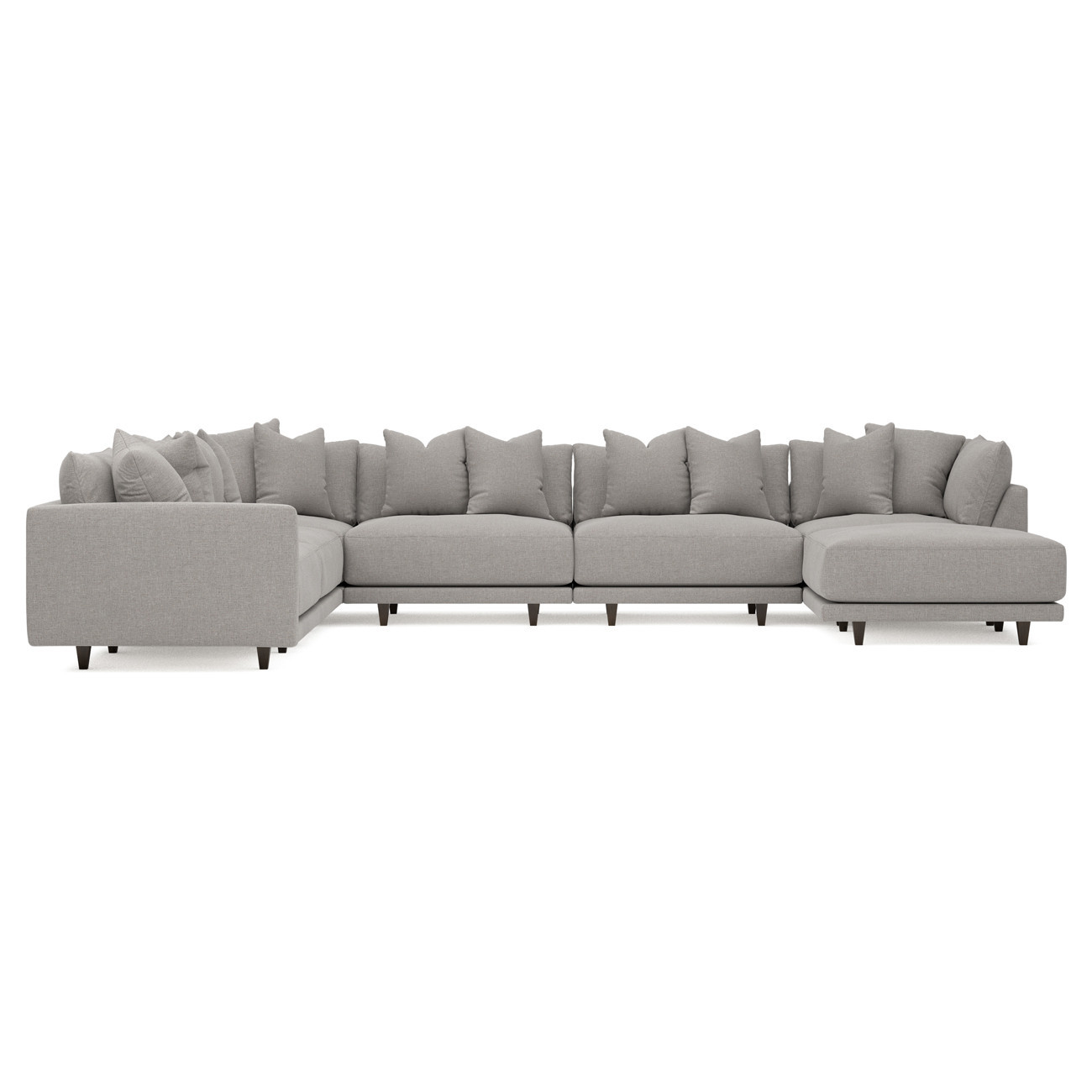 Toulouse Pebble Performance Modular 7-Piece Corner Sectional With Ottoman - Right End - 166 | Kathy Kuo Home