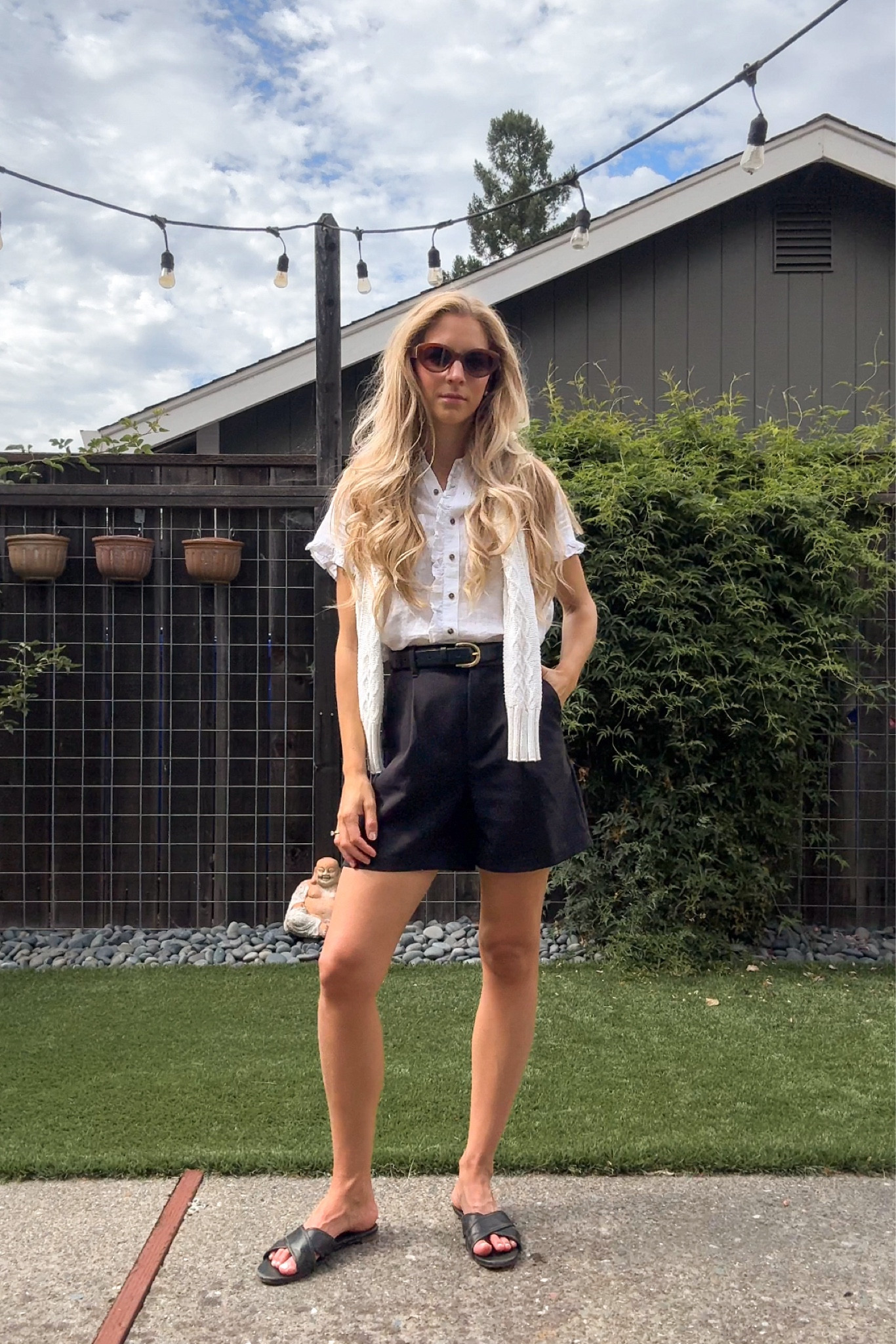 Easy, classy summer outfit—linen button down paired with tailored shorts, a cable knit sweater and leather sandals. Whether you’re headed to the farmer’s market, a European vacation, or just spending time with family this combo is perfect for anything. 

Summer style, summer outfit ideas, Europe outfits, vacation outfit, classy style, timeless, black and white outfit

#LTKStyleTip #LTKFindsUnder100 #LTKTravel