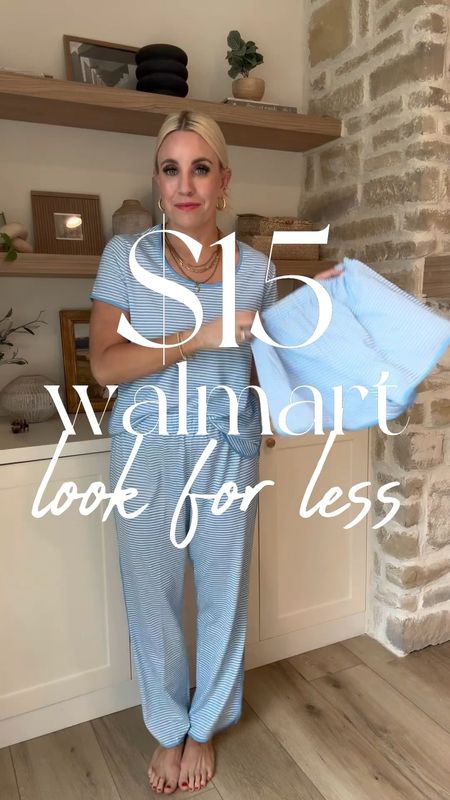 Walmart pajamas sets that look very similar to another $148 pair but these are only $15. And are so soft! I tried both the small and the medium and love the fit of the medium pants/shorts. The pants come with a tank and the shorts come with the tee. You can buy both and mix and match. I love the piping and striped but seriously all of them are so cute! And the best news is they are fully stocked right now! I’ll have a full try on in my stories too 

#LTKfindsunder50 #LTKstyletip #LTKsalealert
