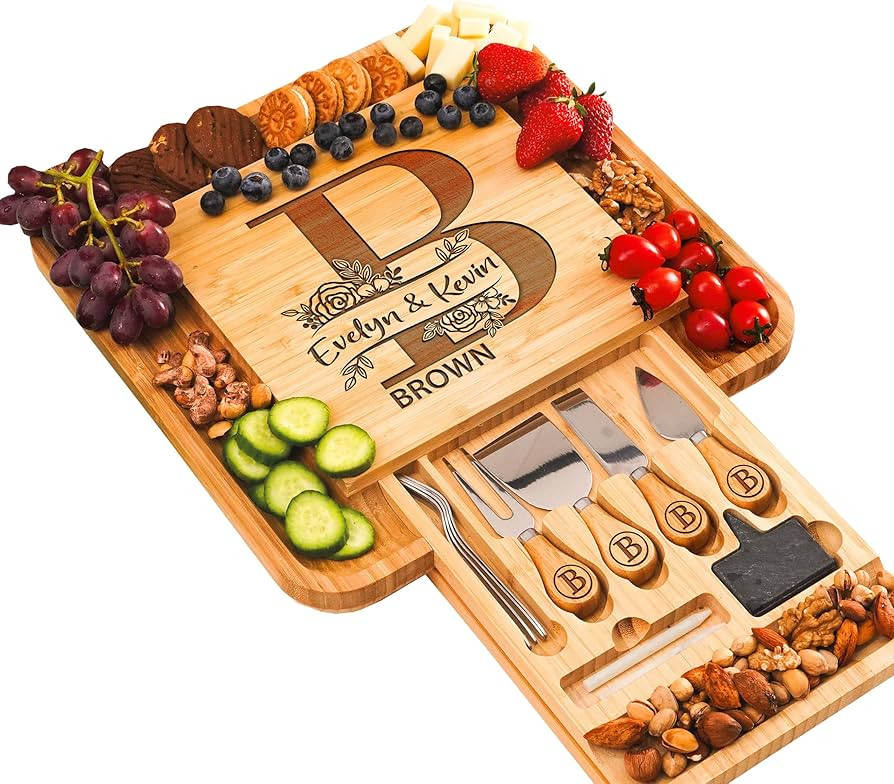 Personalized Charcuterie Board Gifts Set, Custom Large Cheese Board, Charcuterie Board for Weddin... | Amazon (US)
