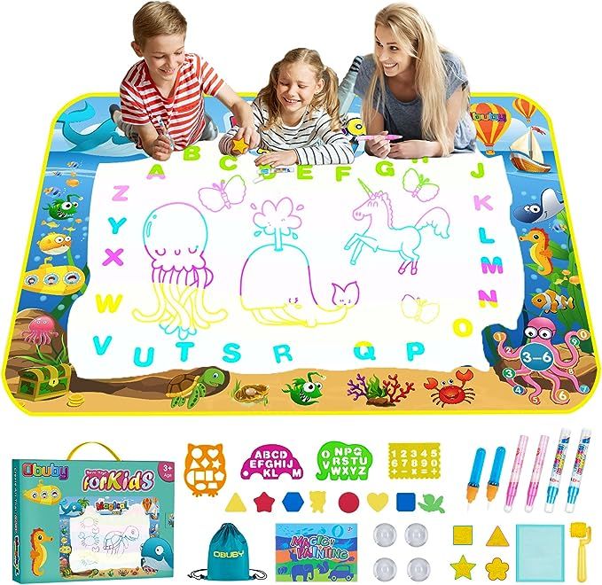 Obuby Water Drawing Mat Kids 47x35 Inches Doodle Gifts Color Draw Board No Mess Coloring Painting... | Amazon (US)