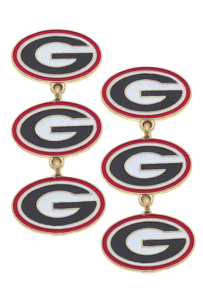 Georgia Bulldogs Triple Drop Enamel Earrings | CANVAS