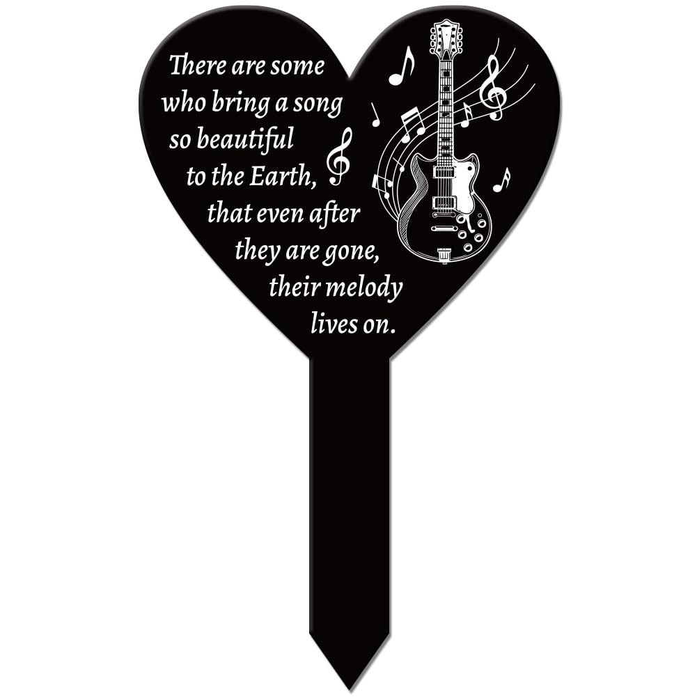 GLOBLELAND Heart Shaped Guitar Music Garden Stake for Musician Memorial Remembrance Plaque Stakes... | Amazon (US)