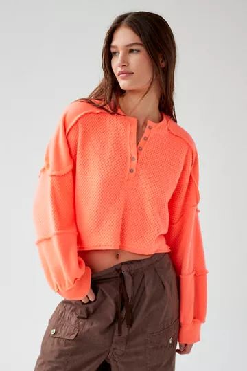 Out From Under Mel Cozy Pieced Henley Top | Urban Outfitters (US and RoW)