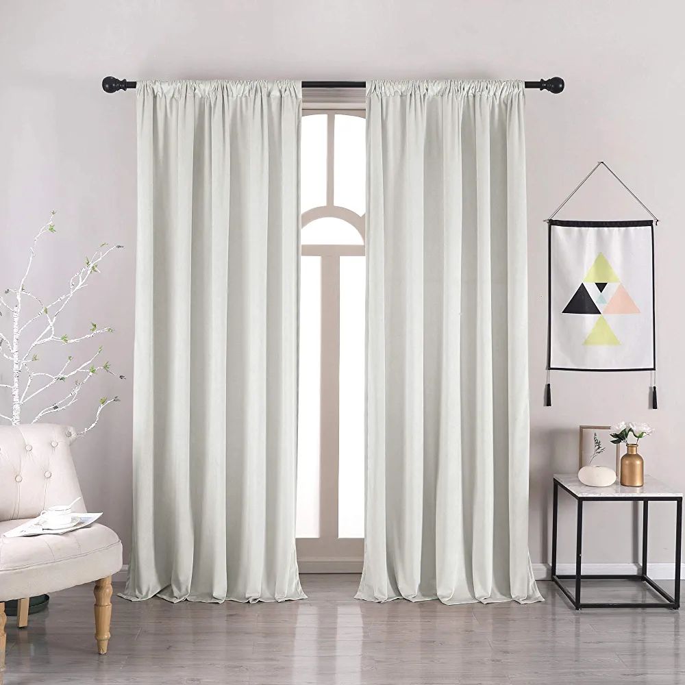 nanbowang Bleach White Velvet Curtains 108 Inches Long Soft Curtains Rod Pocket Thermal Insulated... | Amazon (US)