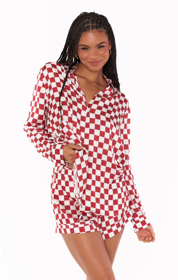 Early Riser PJ Set ~ Red Checker Silky | Show Me Your Mumu