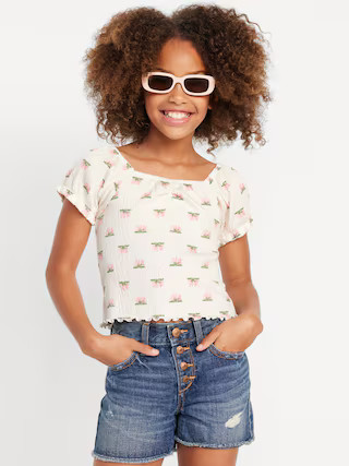 Puff-Sleeve Textured Sweetheart-Neck Top for Girls | Old Navy (US)