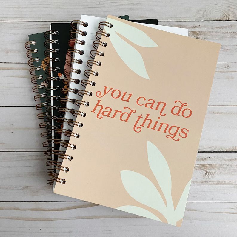 Spiral notebooks | Cute, aesthetic journal | You can do hard things softcover notebook | Etsy (US)