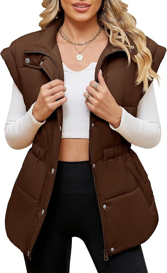 Rapbin Womens Puffer Vest Zip Up Stand Collar Sleeveless Padded Outerwear Jacket Coat with Pocket... | Amazon (US)