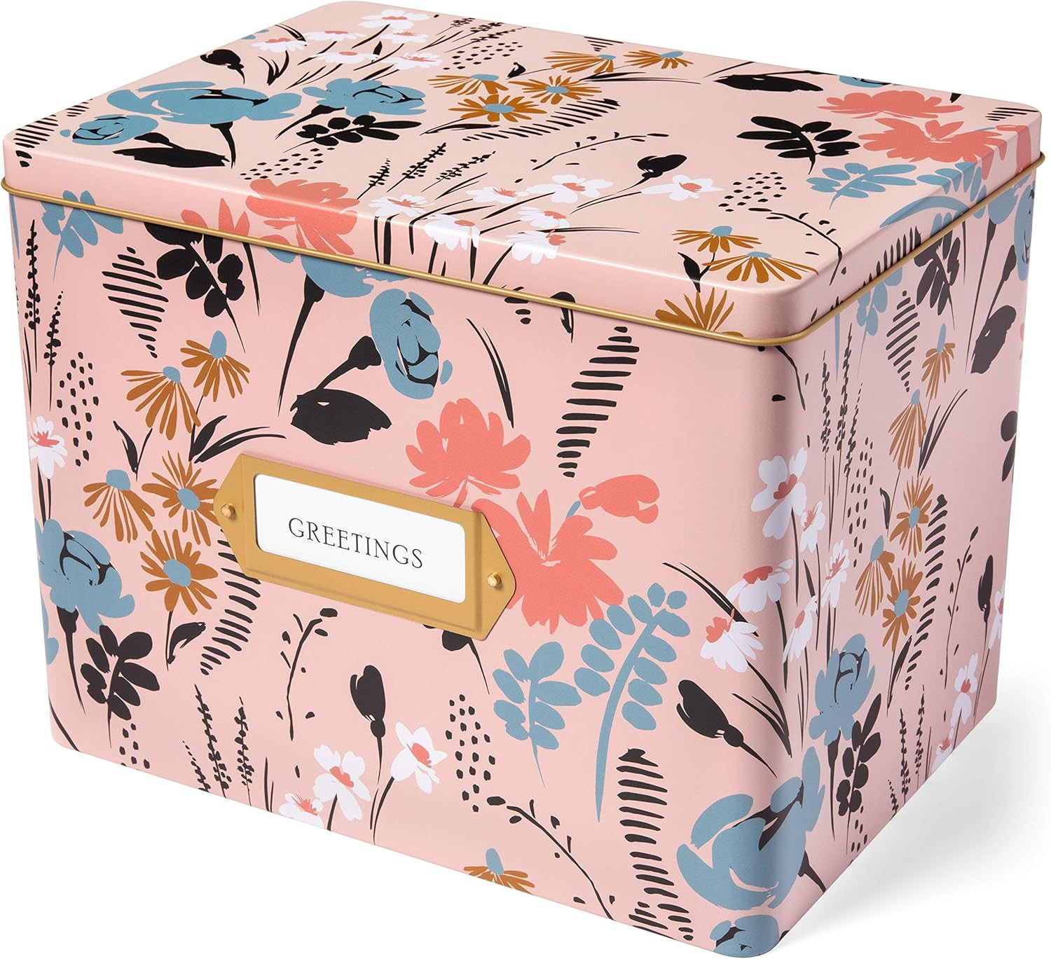 Jot & Mark Greeting Card Organizer Tin Box with Dividers, Cards, and Envelopes (Meadow) | Amazon (US)